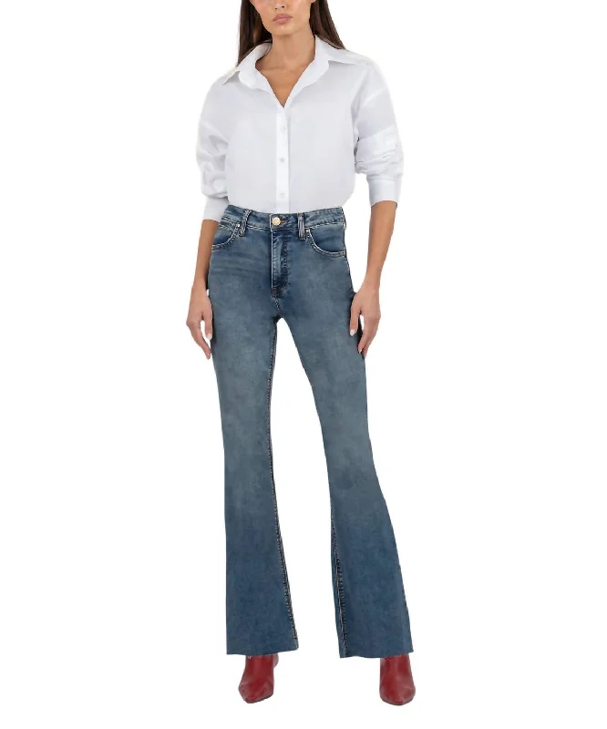 Women's Jodhpurs with Low CollarStella High Rise Fab Flare Raw Hem Jeans In Debonairly