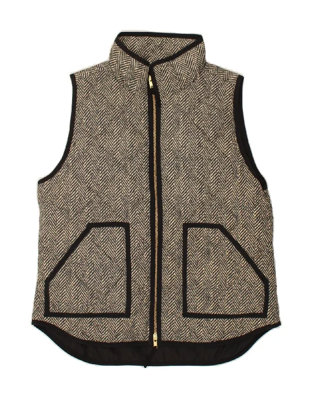 Women's Coats with CollarJ. CREW Womens Quilted Gilet UK 12 Medium Grey Herringbone Polyester