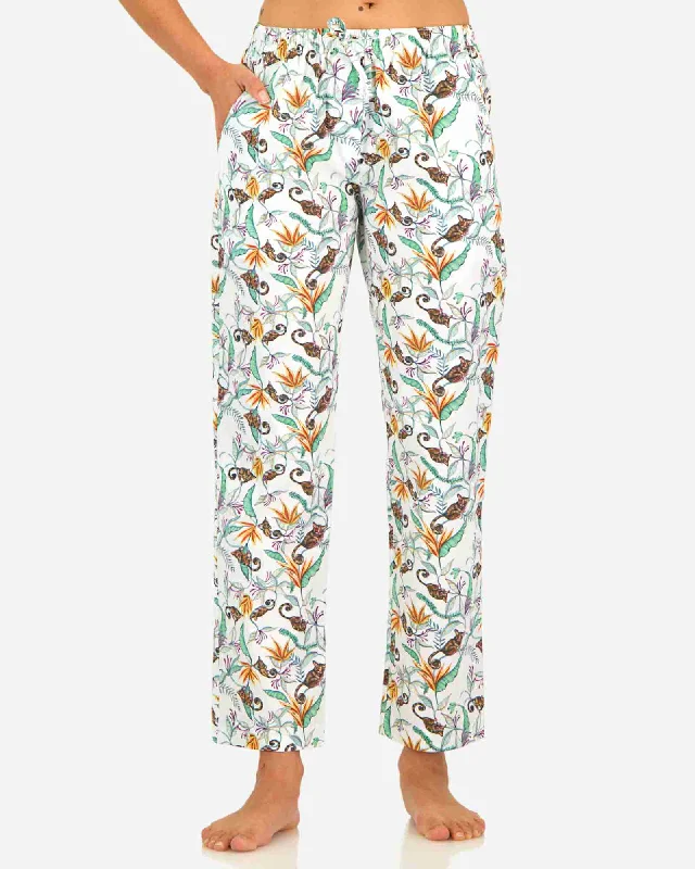 women's pajamas with pockets on legsWomens Lounge Pants - Night Monkeys White