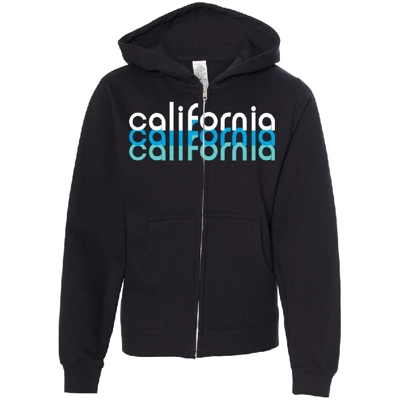 Women's Hooded Sweatshirts with Terry Cloth LiningCalifornia Cool Stacked Premium Youth Zip-Up Hoodie