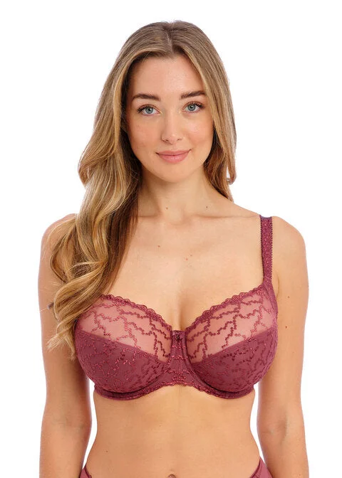 plus-size demi-cup bra with lace overlayAna Rosewood Uw Side Support Bra