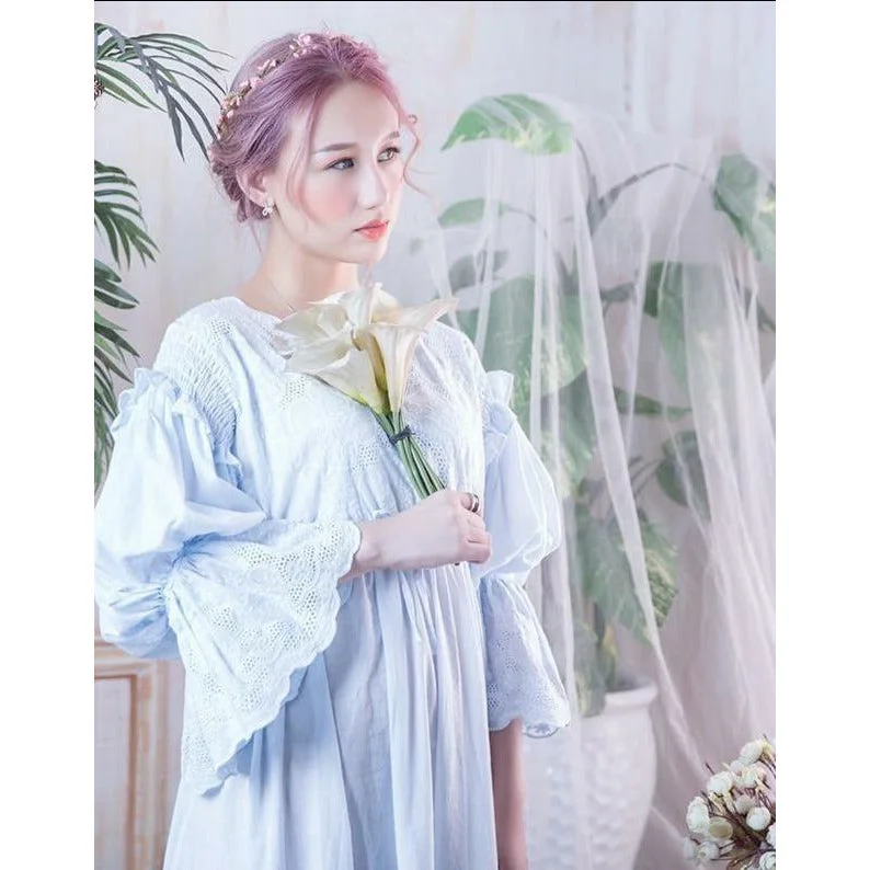 women's pajamas with a vintage lookRetro style vintage Victorian cotton sleep night gown, Vintage long nightgown, Vintage dress  C34