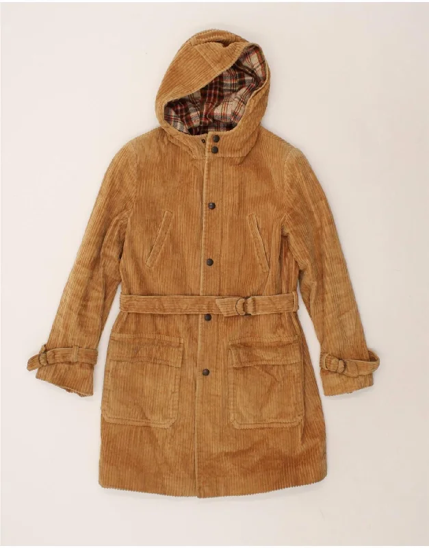 Stylish Women's CoatsVINTAGE Womens Hooded Corduroy Coat IT 40 Small Brown