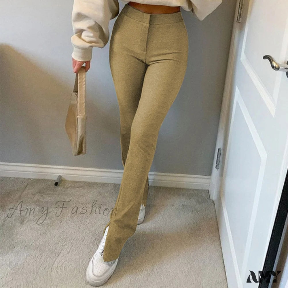 Women's Jodhpurs with Square CollarAmy Fashion - High Waist Sweatpants Sports Pants