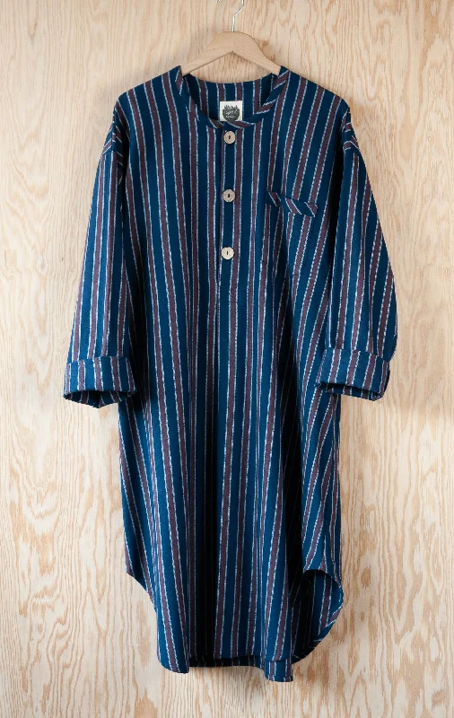 women's pajamas made in USAEbeneezer Nightshirt - Railway Stripe Flannel