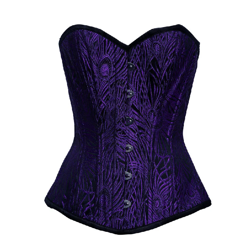 open-bust waist trainer with lace details for a feminine touchWT-OB PURPLE/BLACK FEATHER