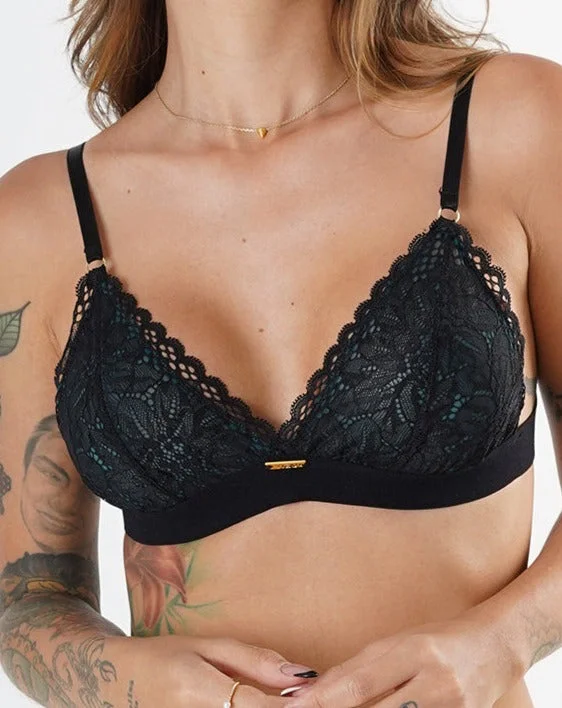 lace overlay braBralette Lemans Negro