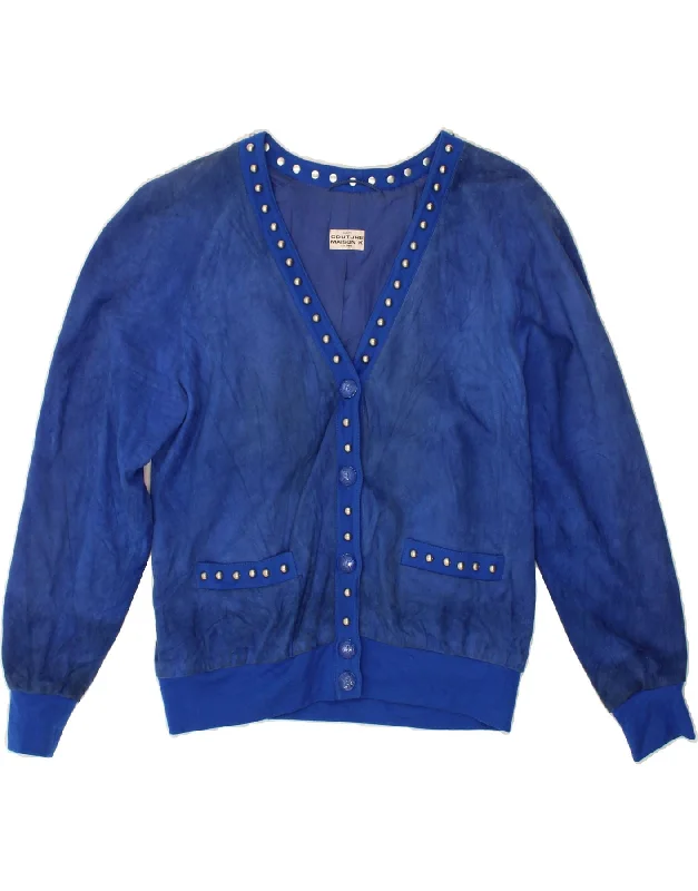 Women's Bomber CoatsVINTAGE Womens Suede Jacket UK 14 Large Blue