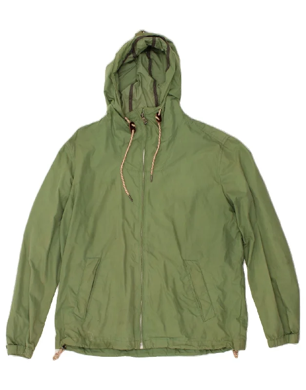 Women's Quilted CoatsFAT FACE Womens Hooded Rain Jacket UK 16 Large Green Cotton