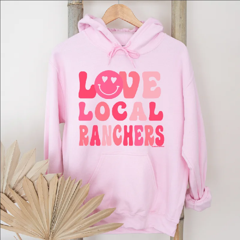 Women's Hooded Sweatshirts with Mid WaistLove Local Ranchers Smiley Hoodie (S-3XL) Unisex - Multiple Colors!