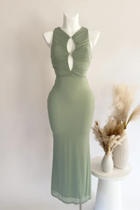 Women's Lapel Collar DressesChristie Maxi Dress - Sage