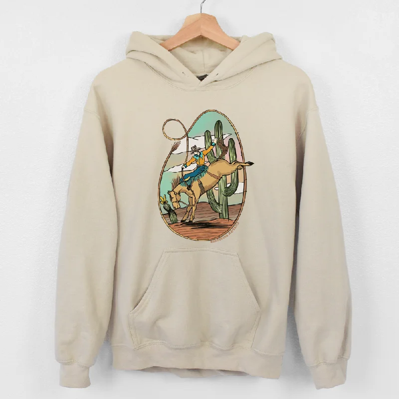 Women's Hooded Sweatshirts with ThumbholesWestern Cactus Bronc Hoodie (S-3XL) Unisex - Multiple Colors!