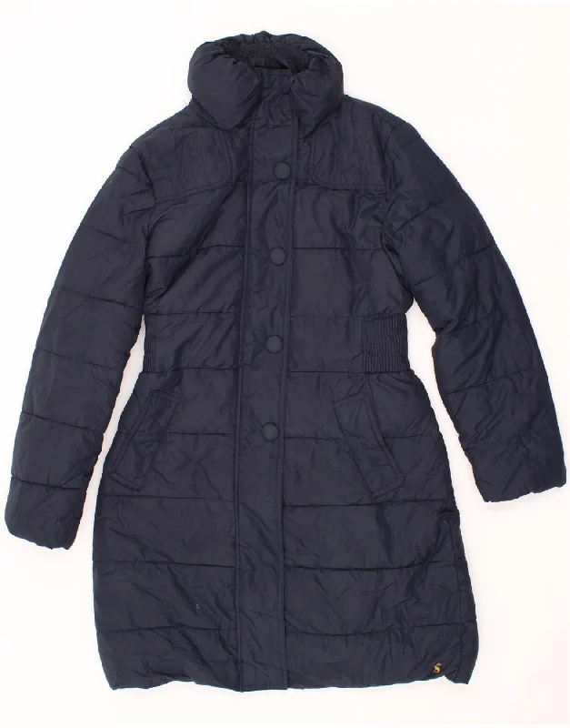 Women's Coats with Fur Trimmed PocketsJOULES Womens Padded Coat UK 14 Large Navy Blue Polyester