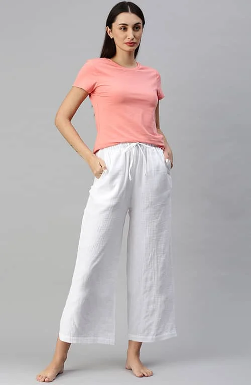 women's pajamas in soft, breathable materialsThe Snow Classic Softness Cotton Wide Leg