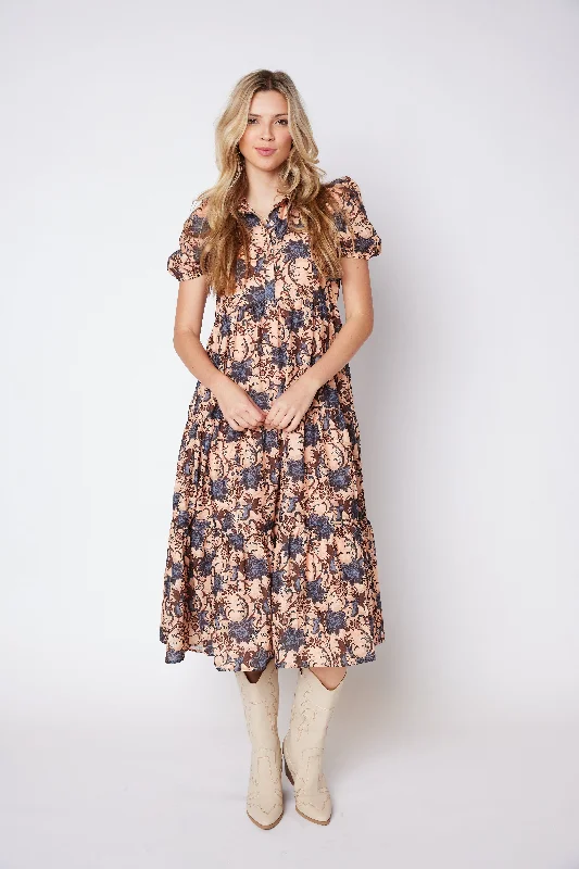 Women's Strapless DressesKaylee Printed Puff Sleeve Midi Dress