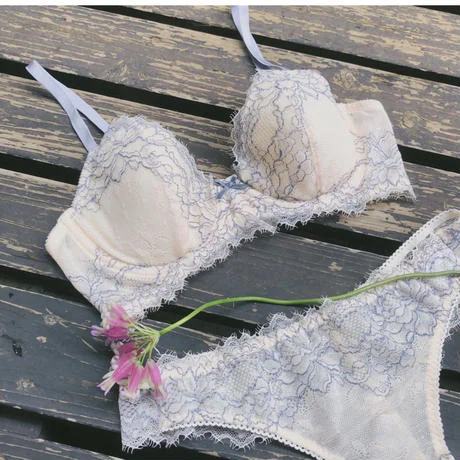 lace front closure braSALE Peach Rose Dusty Blue Underwire Bra