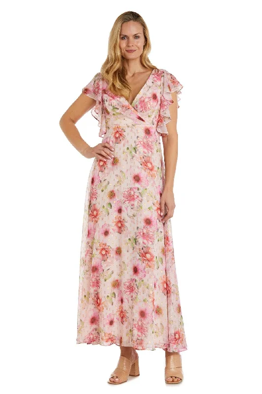 Women's Keyhole Collar DressesNightway Long Sleeveless Floral Maxi Dress 22140