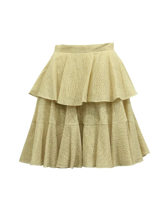 Women's Knit SkirtsAlexander McQueen Ruffled Lace Tiered Skirt in Cream Cotton