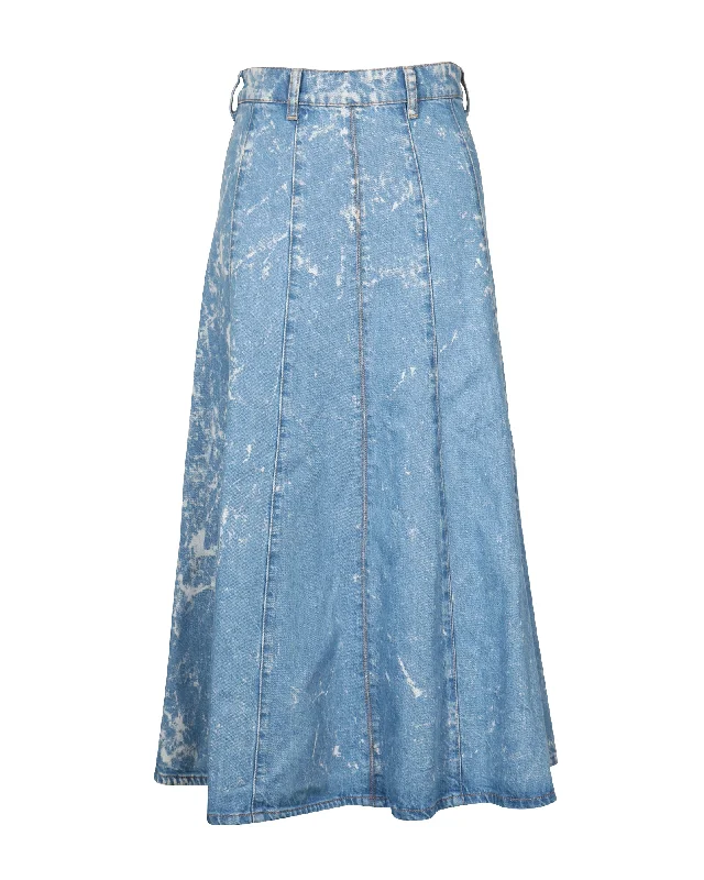 Women's Comfortable SkirtsGanni Bleached High-Rise Midi Skirt in Blue Cotton Denim