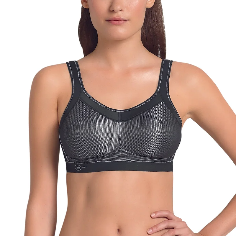 plus-size mastectomy bra with pockets for prosthesisMomentum Sports Bra - Black