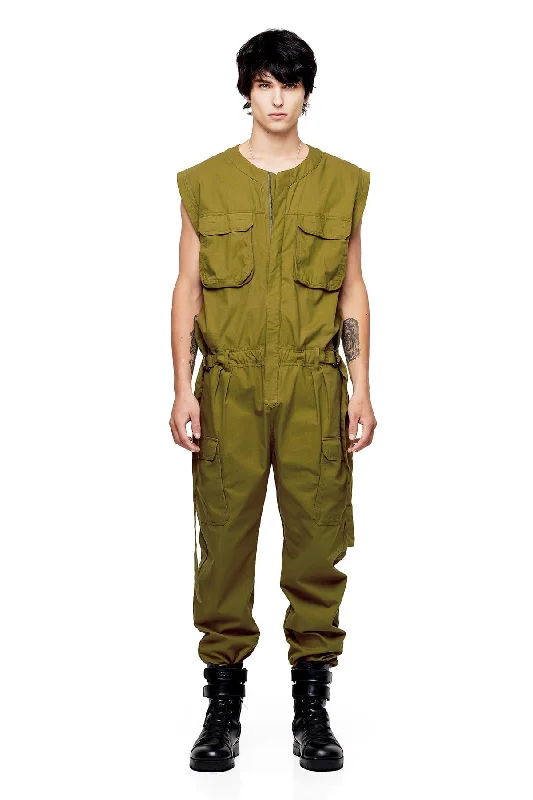 Women's Jumpsuits with CollarSLEEVELESS JUMPSUIT IN OLIVE