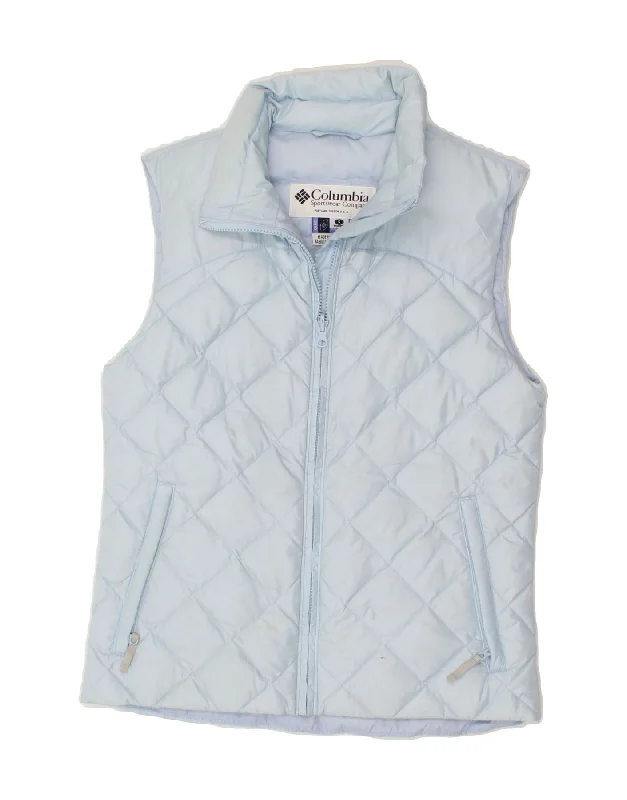 Women's Coats with Fur Trimmed CollarCOLUMBIA Womens Quilted Gilet UK 10 Small Blue Polyester