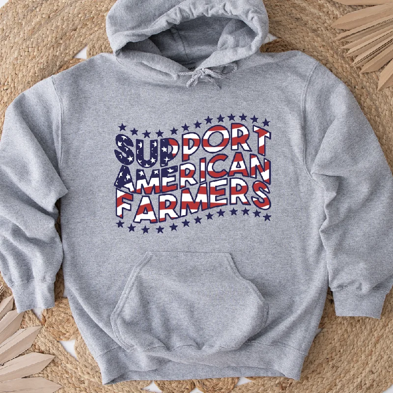 Women's Hooded Sweatshirts with DrawstringsPatriotic Support American Farmers Hoodie (S-3XL) Unisex - Multiple Colors!