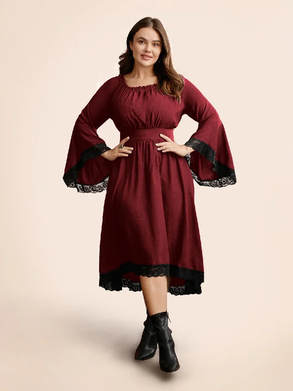  Women's A-Line DressesGothic Inspired Lotus Sleeves Midi Dress