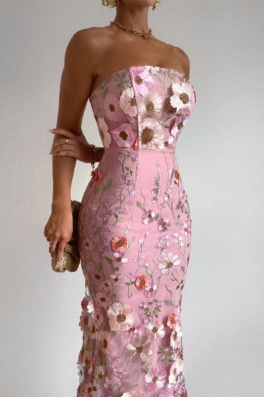 Women's Keyhole-Neck DressesAngelica Floral Maxi Dress - Pink