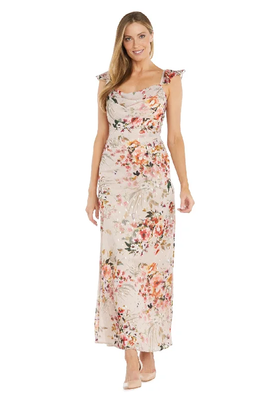 Women's U-Shaped Collar DressesR&M Richards 6232 Long Floral Print Formal Maxi Dress