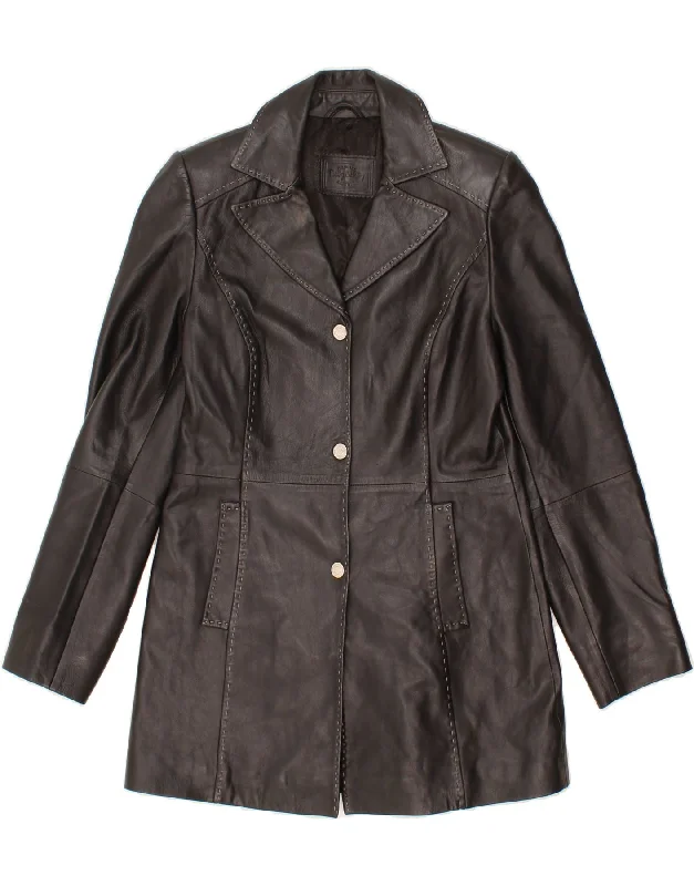 Women's Zip-Up CoatsBETTY BARCLAY Womens Leather Coat UK 10 Small Black Leather