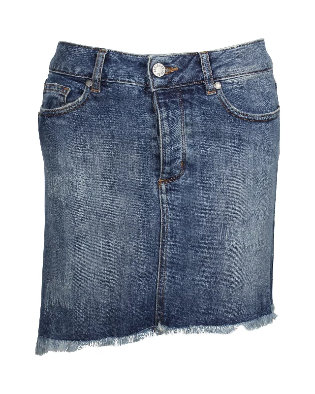 Women's Linen SkirtsZadig & Voltaire Distressed Mini Skirt in Blue Cotton Denim