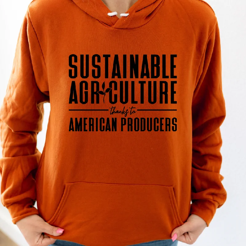 Women's Hooded Sweatshirts with Low WaistSustainable Agriculture Thanks To American Producers Hoodie (S-3XL) Unisex - Multiple Colors!