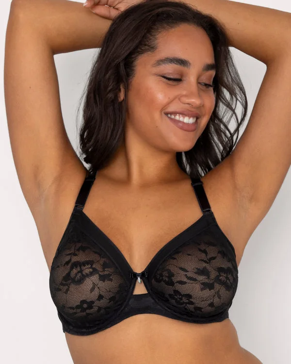 seamless nursing bra with easy-access clipsCurvy Couture No Show Lace Bra