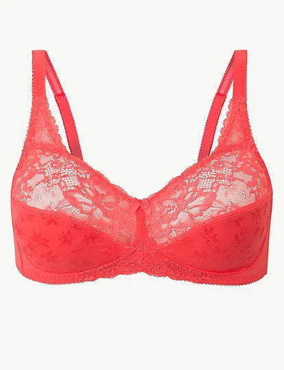 balconette bra for cleavage enhancementM&S Jacquard & Lace Non-Padded Full Cup