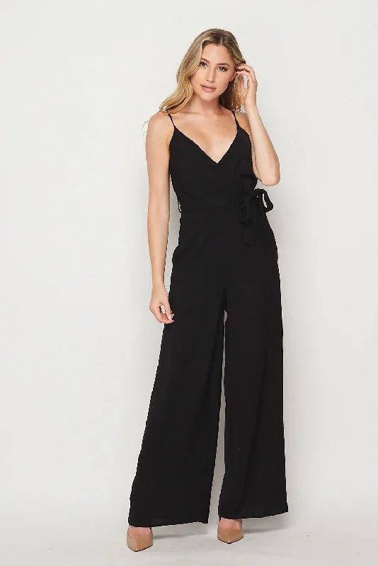 Women's Jumpsuits with V-Shaped CollarJumpsuit with Pocket | Black