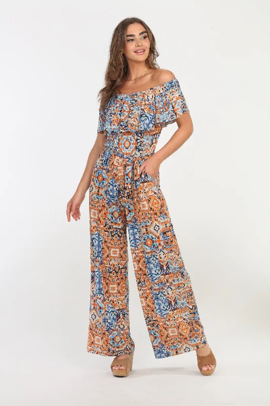 Women's Jumpsuits with Peter Pan CollarRuffle Tube Jumpsuit