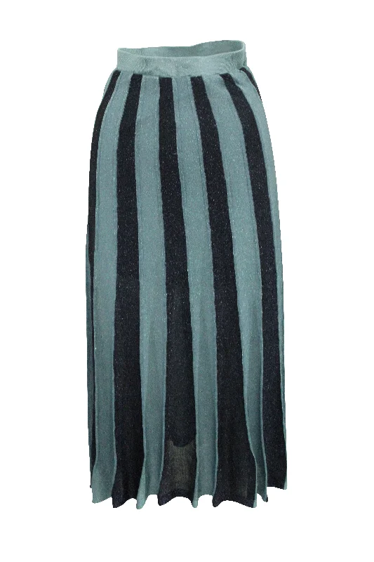 Women's Notched Collar SkirtsSandro Paris Striped Paneled Skirt in Blue Polyester