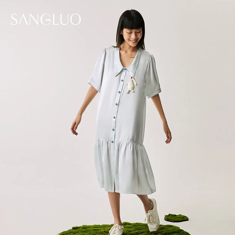 women's button-down pajama shirtsFun Series Women Silk Dress