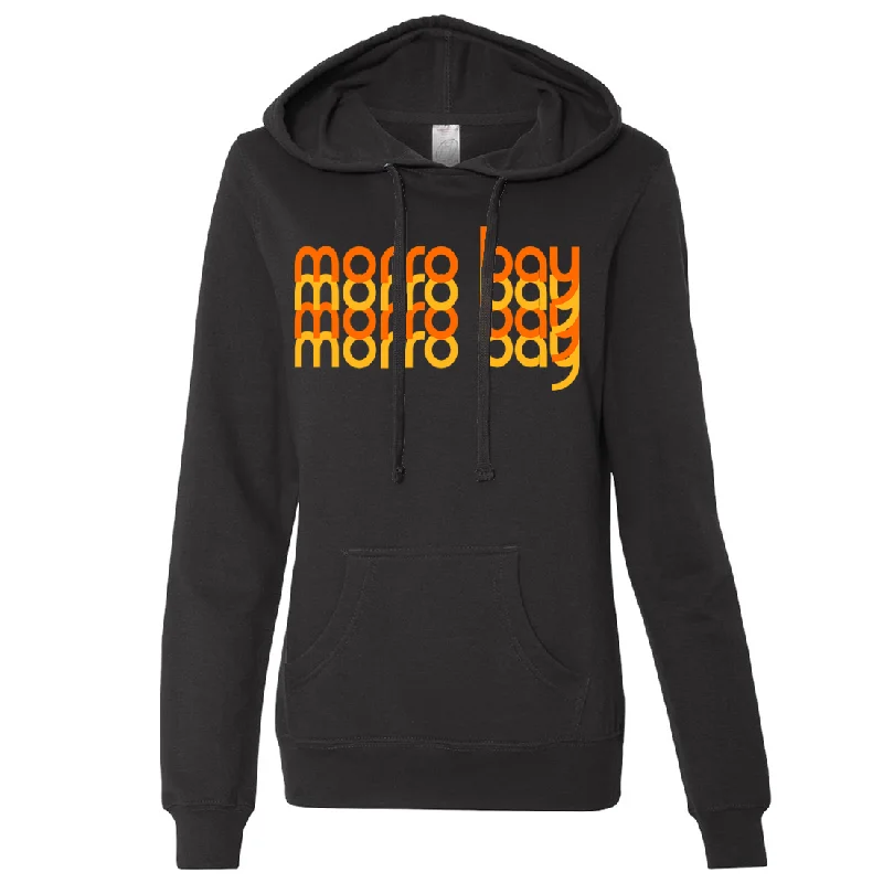 Women's Hooded Sweatshirts with Geometric LiningMorro Bay Sunset Stack Ladies Lightweight Fitted Hoodie