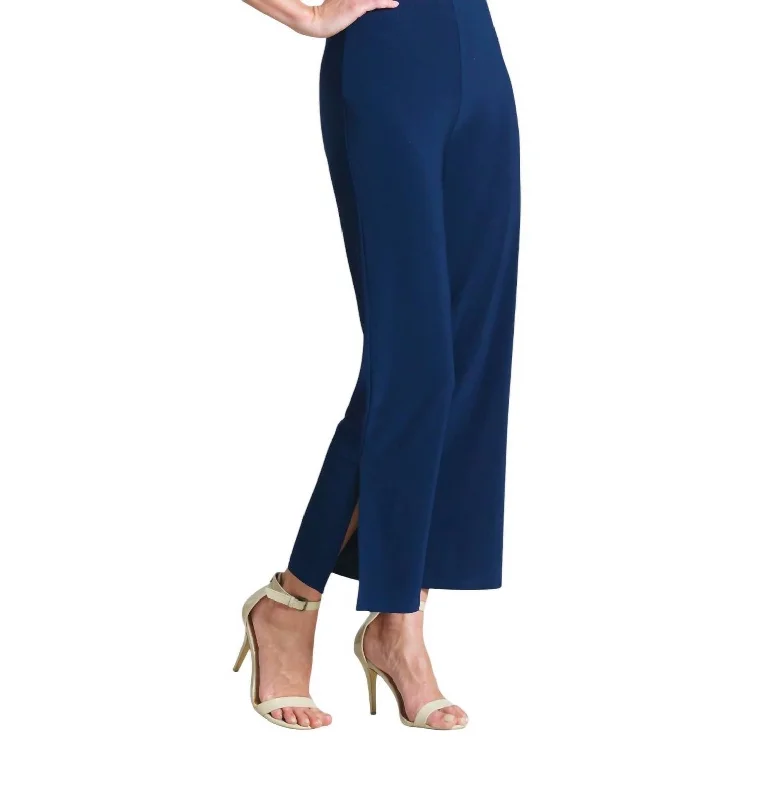 Women's Jodhpur BootsSignature Side Slit Ankle Pant In Navy