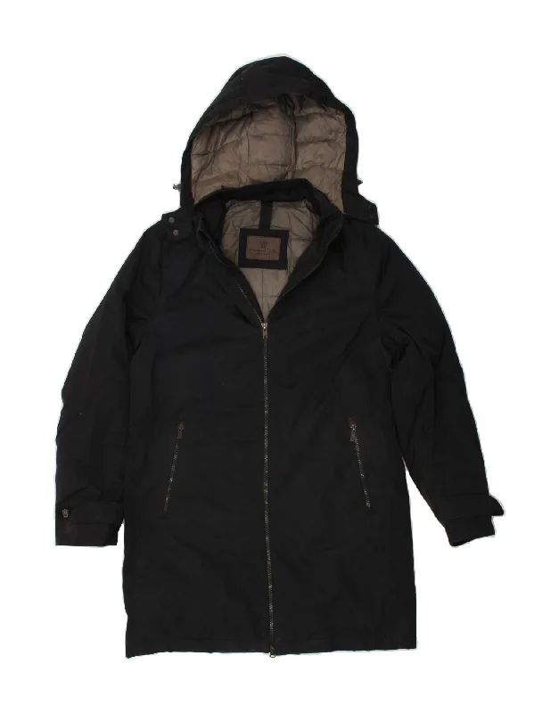 Women's Coats with Fur TrimMASSIMO DUTTI Womens Hooded Windbreaker Coat UK 14 Medium Black