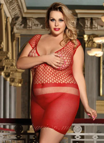 plus-size waist trainer with adjustable hooksRed Mesh Hollow-out Chemise Bodystocking