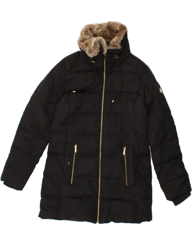 Women's Down CoatsMICHAEL KORS Womens Loose Fit Padded Coat UK 10 Small Black Polyester