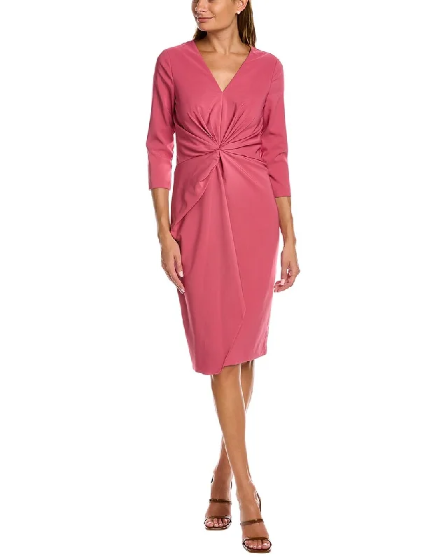 Women's V-Neck DressesKay Unger Stretch Crepe Sheath Dress