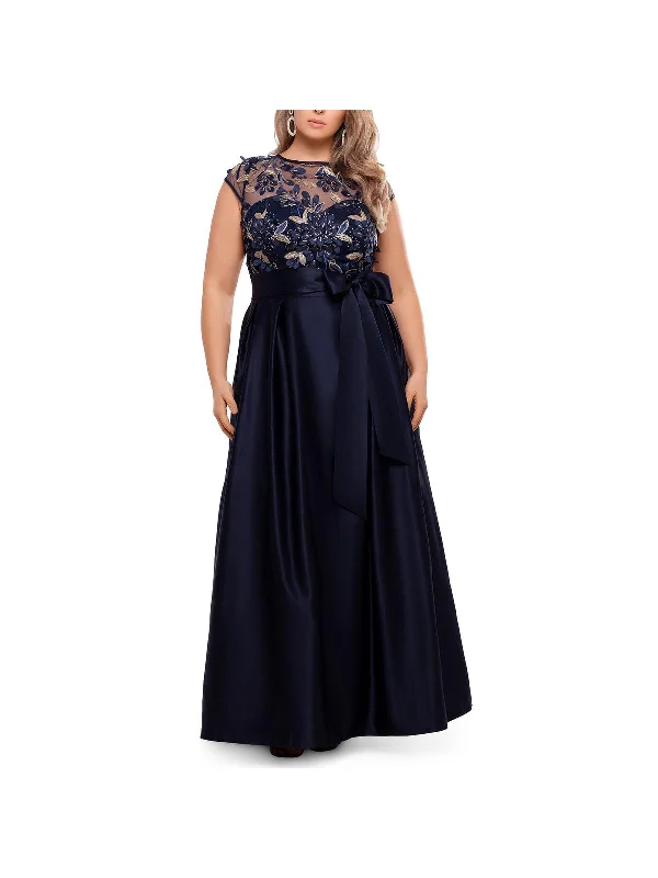 Women's Shirt Collar DressesPlus Womens Sequined Floral Evening Dress