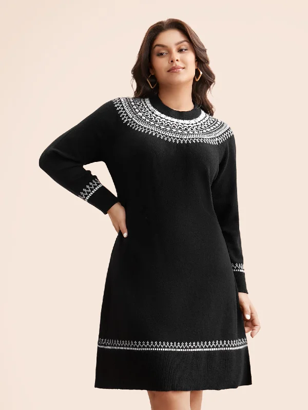 Women's Pencil DressesSupersoft Essentials Geo-embroidery Fair Isle Fitted Sweater Dress