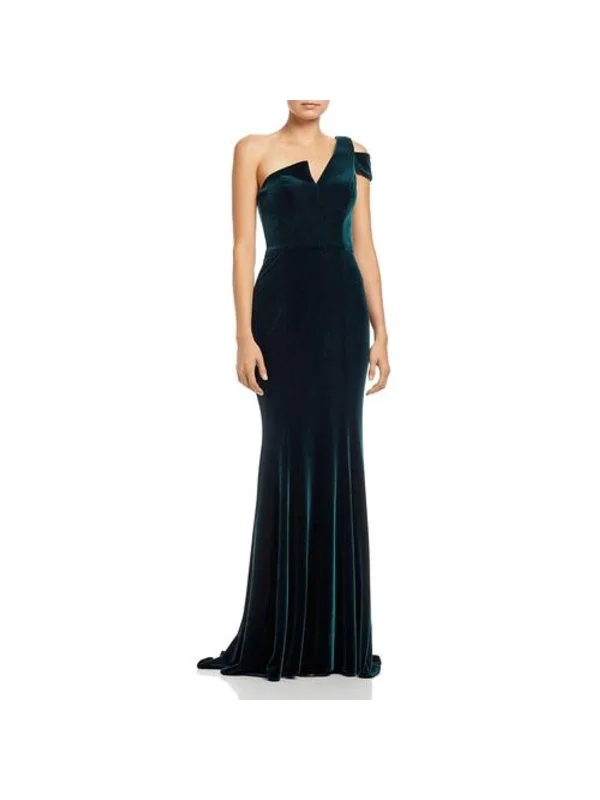 Women's Keyhole Collar DressesWomens Velvet One Shoulder Evening Dress