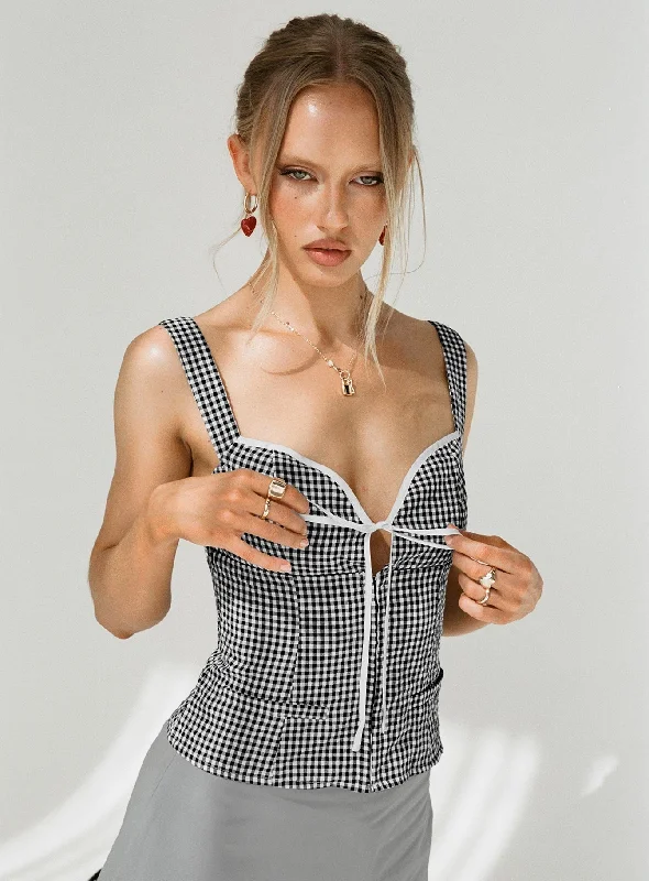 Women's Blouse with Cap SleevesArmoire Gingham Top Multi