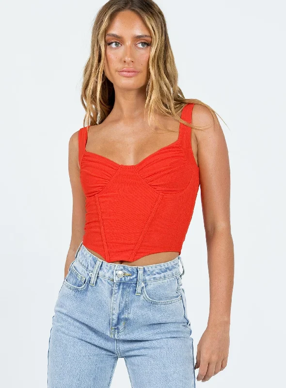 Women's Blouse with U-Shaped CollarBruna Top Red